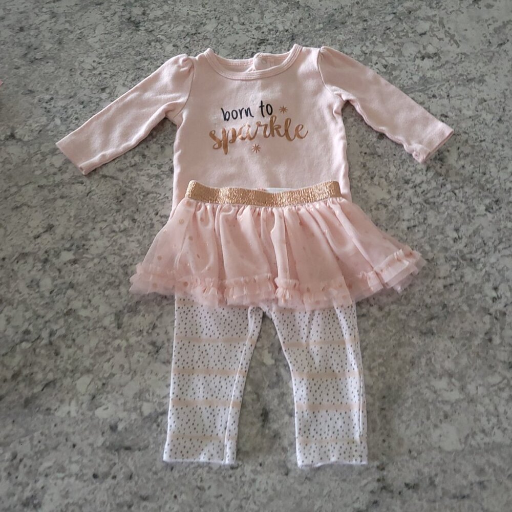 Baby Essentials "Born to Sparkle" Onesie, Pants With Sparkly Tutu